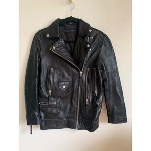 Zara oversized leather biker jacket